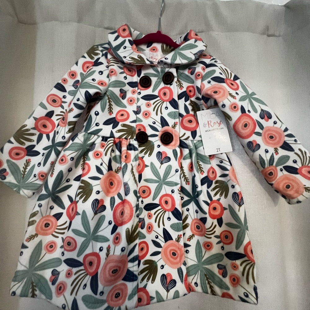Mila & Rose Toddler Girls' Coral Floral Coat - 2T
